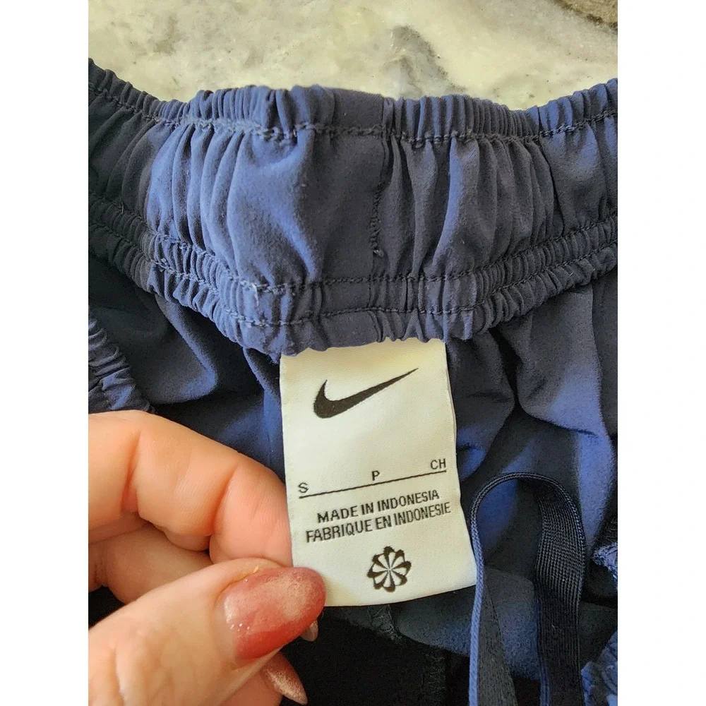 Nike Womens‎ Navy Blue Tapered Track Pants Elastic Waist Small Swoosh Logo
